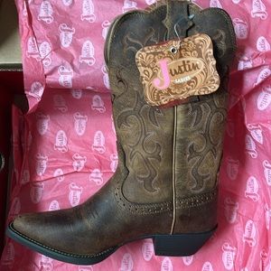 Justin Leather Cowboy Boots Size 8